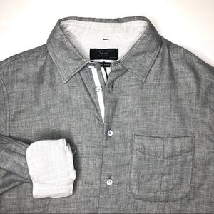 Rag & Bone Beach Light Gray Cotton Button Up Shirt